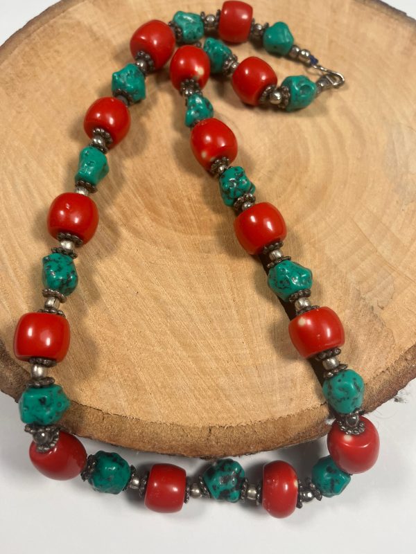 Collier en turquoise et corail